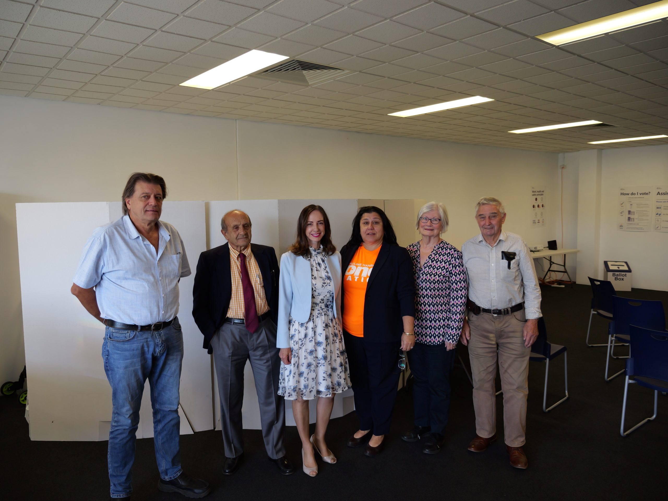 Candidates that were in attendance for the draw. From left to right: Tony Pettitt, Eddie Dogramaci, Robyn Preston, Susane Popovski, Trish and John Maguire on behalf of Angela