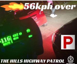 An image about the Hills Highway Patrol catching P1 License holder over speeding