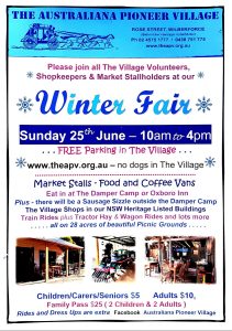 Australiana Pioneer Vilage WInter Fair poster