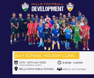 Hills Football school holiday clinic on July 2023