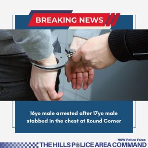Teenager stabbed report banner from the Hills Police