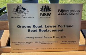 Greens Road plate by Hawkesbury City Council