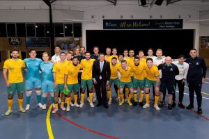 Julian Leeser MP and the Australian Futsal Team at the futsal series