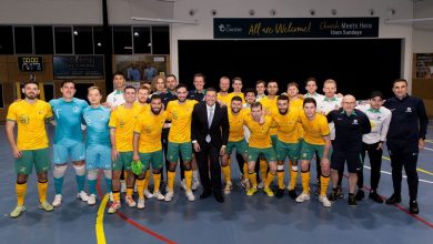 Julian Leeser MP and the Australian Futsal Team at the futsal series