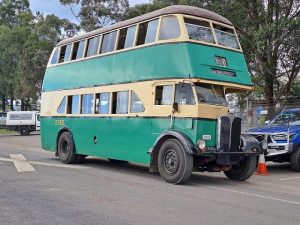 An antique double-decker bus