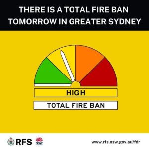 NSW RFS Total Fire Ban at Sydney