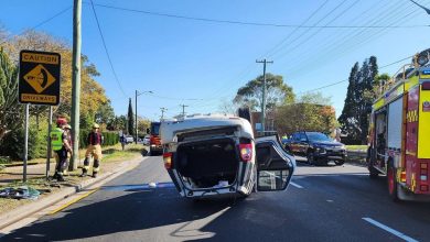 Overturned vehicle at Pennant Hills Road, Carlingford