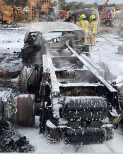 Burned truck at Vineyard