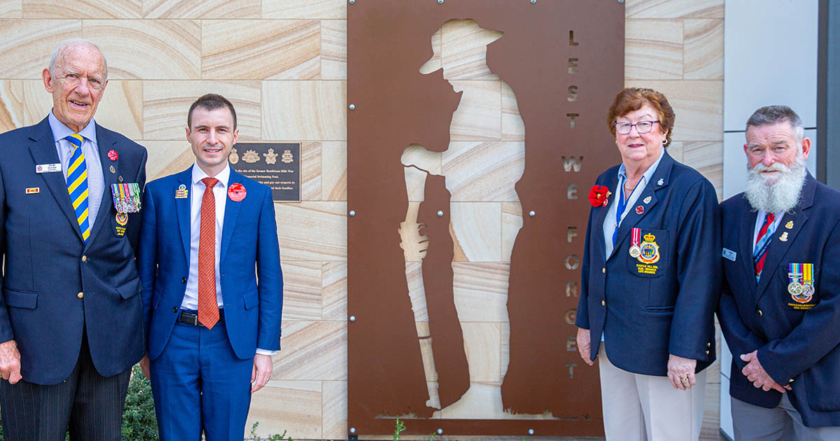 Silhouette Soldier Statue And Plaque On Display To Honour Aquatic Centre History