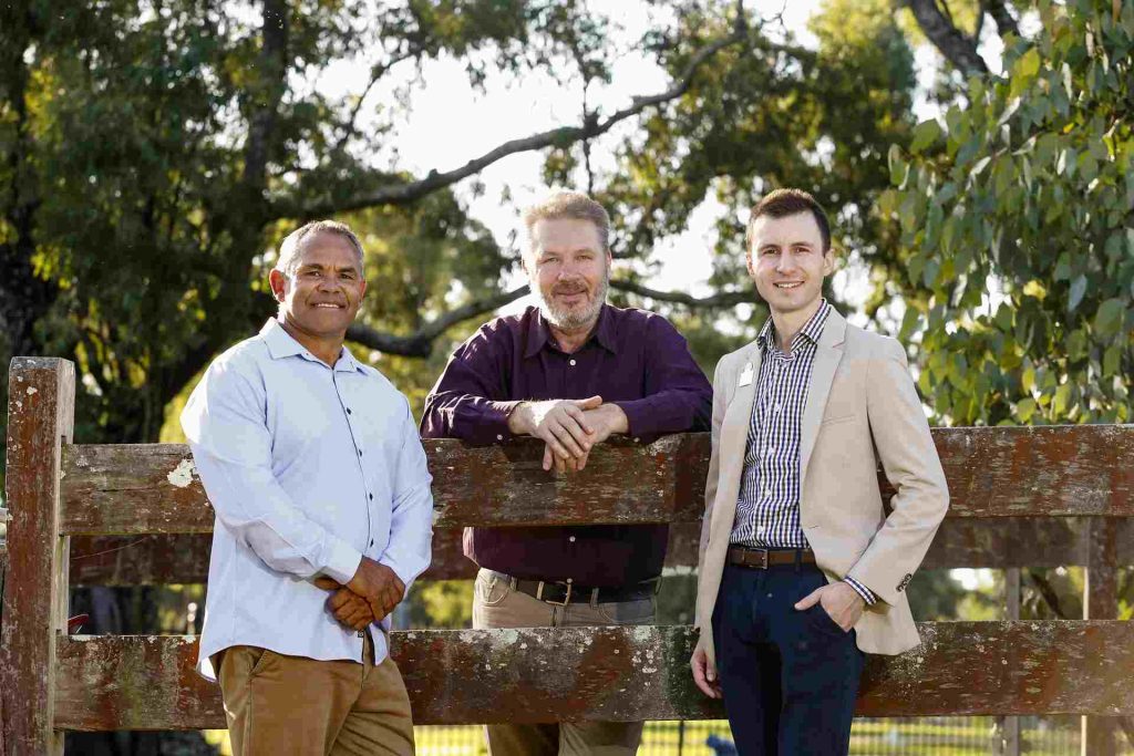 Mayor of The Hills Shire Dr Peter Gangemi with Wayne Cornish and Dennis Moran from Muru Mittigar