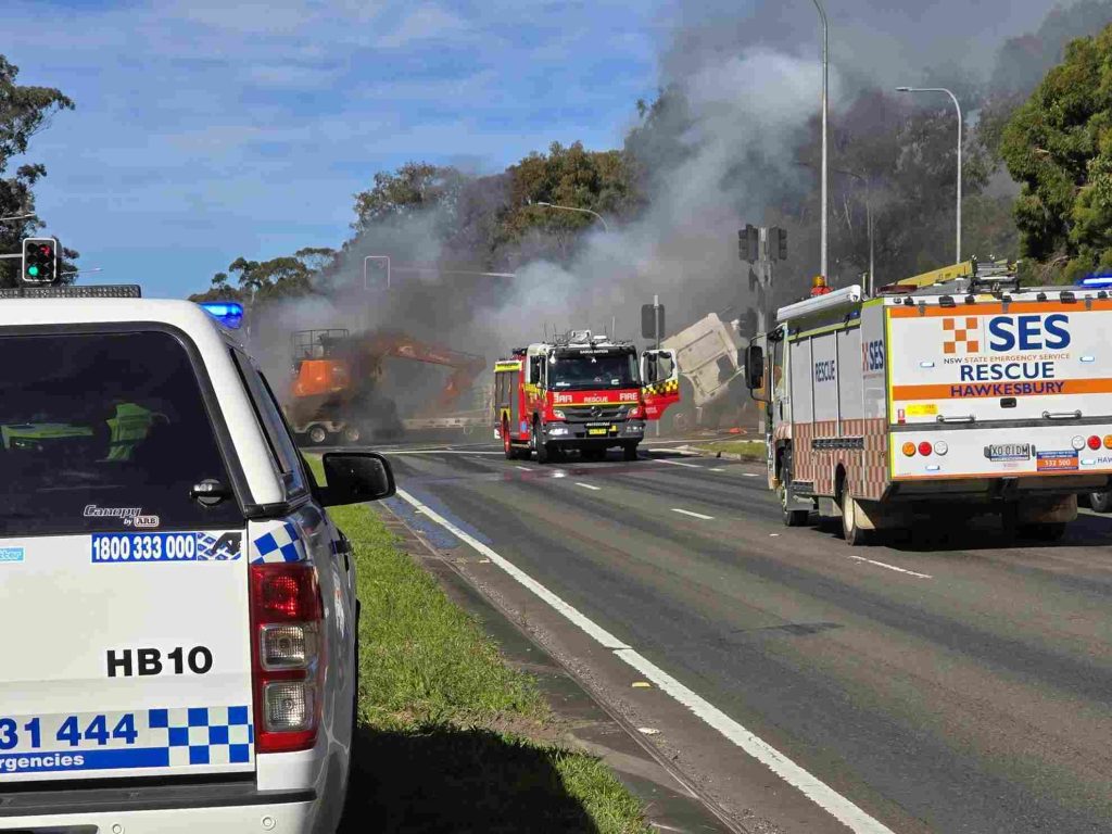 Man hospitalised after a truck crash at Windsor Road, Vineyard