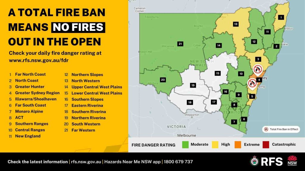 NSW RFS Total Fire Ban 19 September 2024