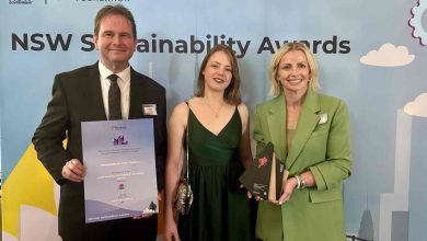 Hawkesbury City Council Strategic Planning Manager Andrew Kearns, Sustainability Officer Charlotte Weaver and General Manager Elizabeth Richardson with the 2024 NSW Banksia Award
