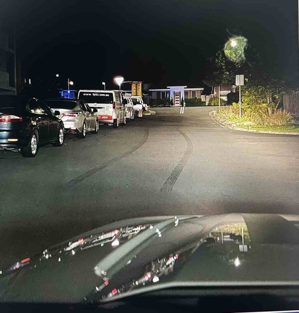 Tyre marks at North Kellyville