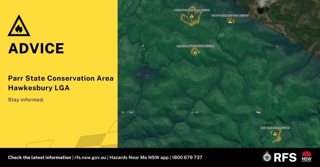 Bushire Advice Warning for Parr State Conservation Area Hawkesbury