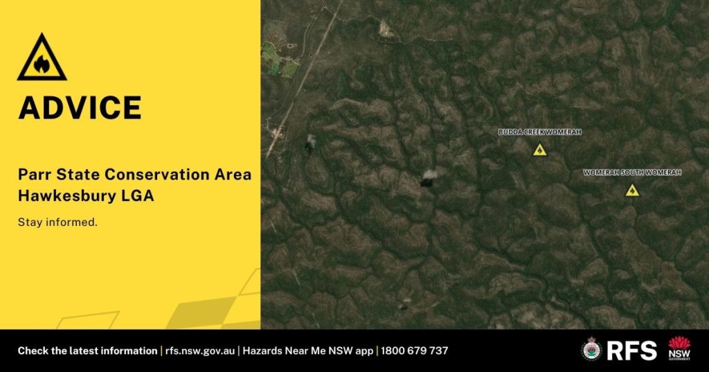 Bushire Advice Warning for Parr State Conservation Area Hawkesbury