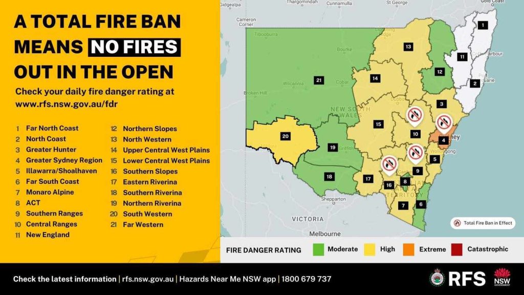 Total Fire Ban Greater Sydney on March 16 2025