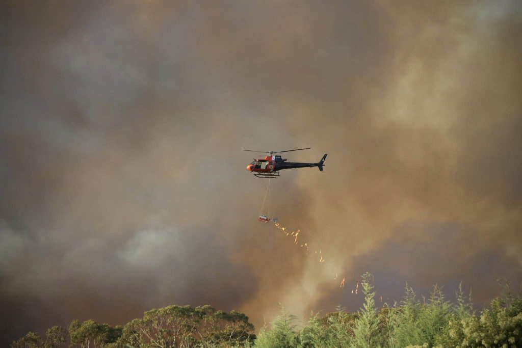 A fire chopper during a Hazard Reduction burn in Hawkesbury
